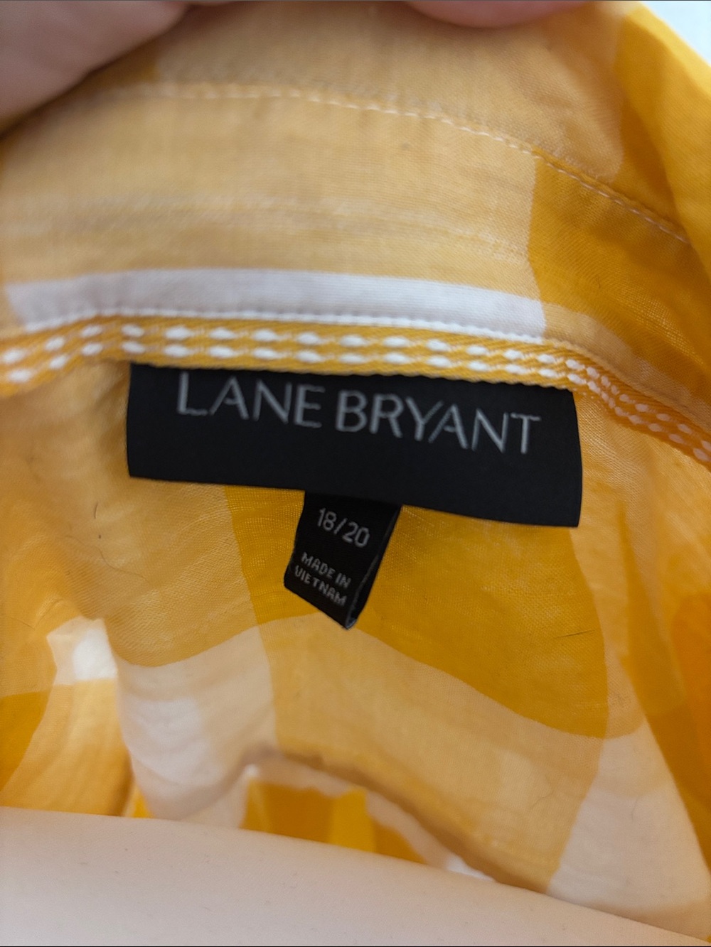 Lane Bryant Women’s Yellow and White Check Button-Up Shirt - Picture 3 of 3